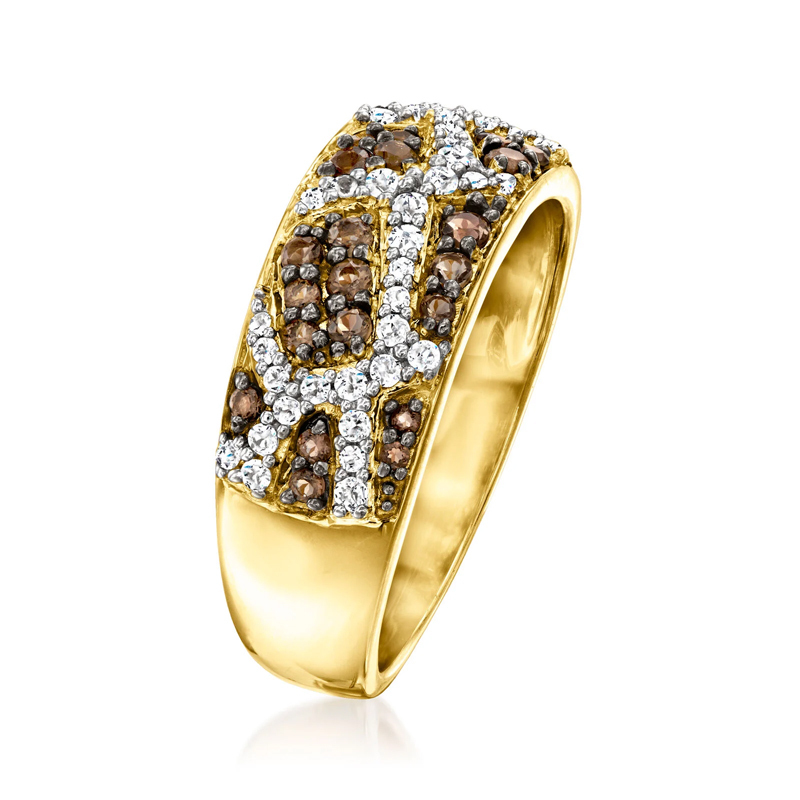 Sotiya Giraffe-Print White and Coffee Women's Wedding Ring Sterling Silver-Sotiya