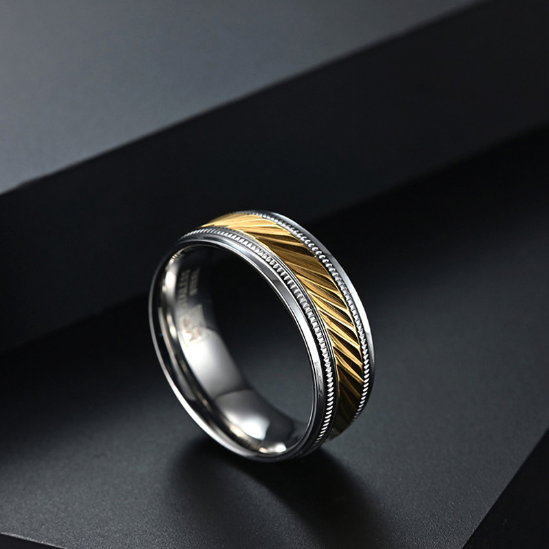 Sotiya 7.5mm Two Tone Men's Wedding Ring Stainless Steel-Sotiya