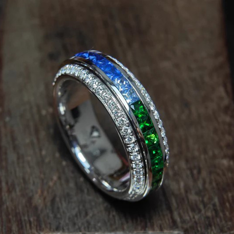 Sotiya Rainbow Fidget Spinner Ring Eternity Ring Sterling Silver-Sotiya