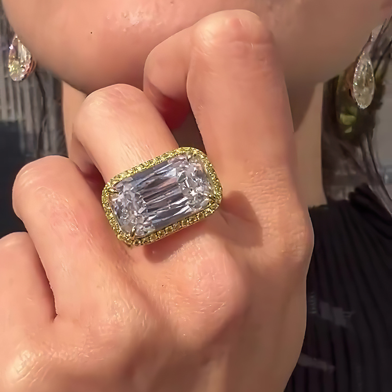 Sotiya Halo Radiant Cut East West Engagement Ring Sterling Silver-Sotiya