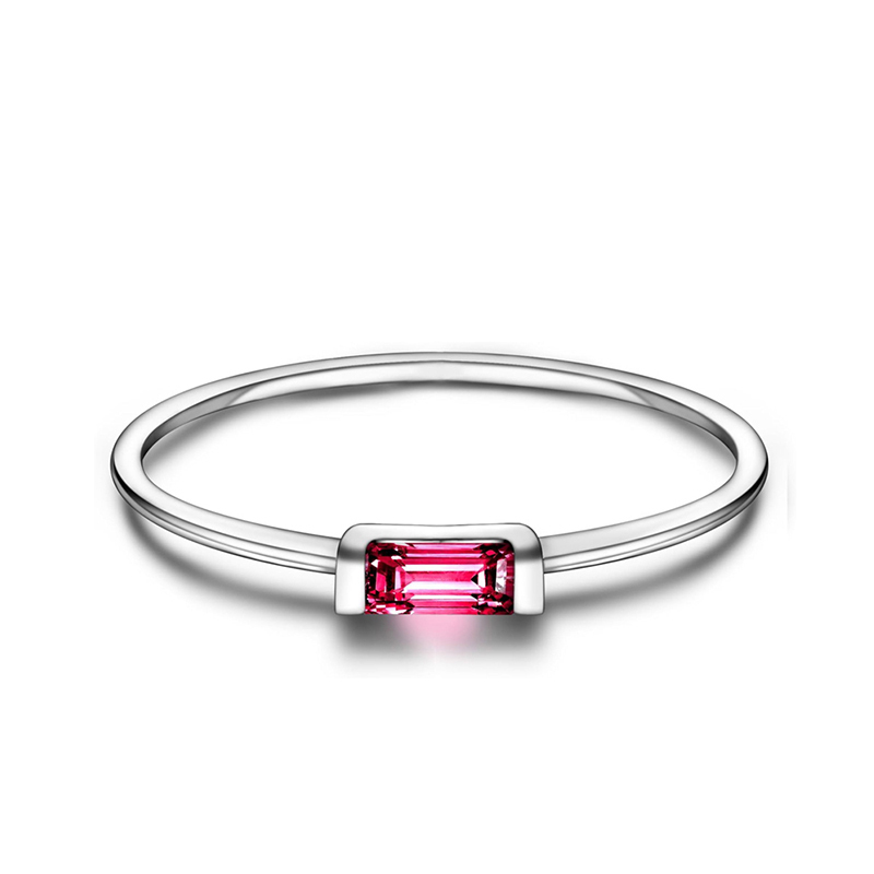 Sotiya 12 Birthstones Emerald Cut Stackable Ring Sterling Silver-Sotiya