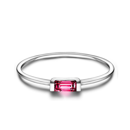 Sotiya 12 Birthstones Emerald Cut Stackable Ring Sterling Silver-Sotiya