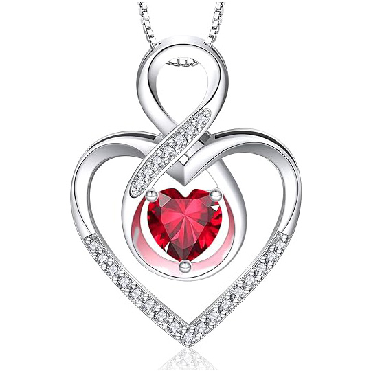 Sotiya 12 Birthstones Intertwined Infinity Heart Necklace Sterling Silver-Sotiya