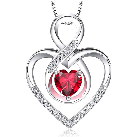 Sotiya 12 Birthstones Intertwined Infinity Heart Necklace Sterling Silver-Sotiya