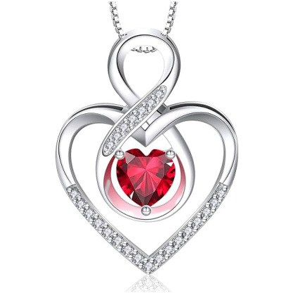 Sotiya 12 Birthstones Intertwined Infinity Heart Necklace Sterling Silver-Sotiya