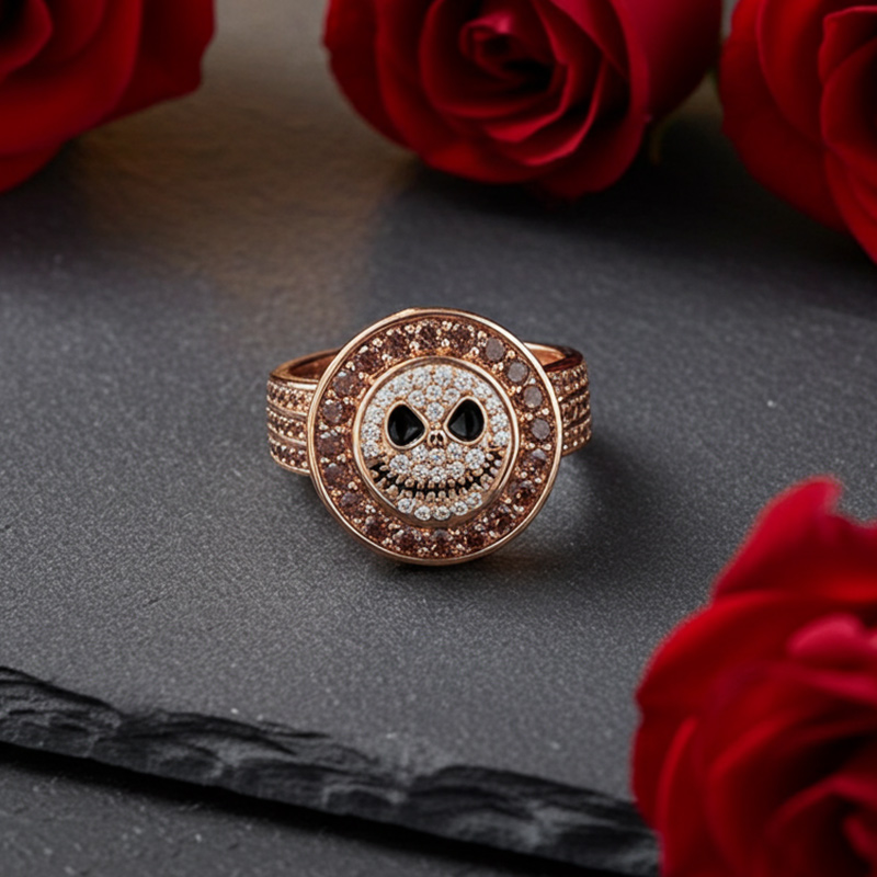 Sotiya Halo Skull Inspired Coffee Cocktail Ring Sterling Silver-Sotiya