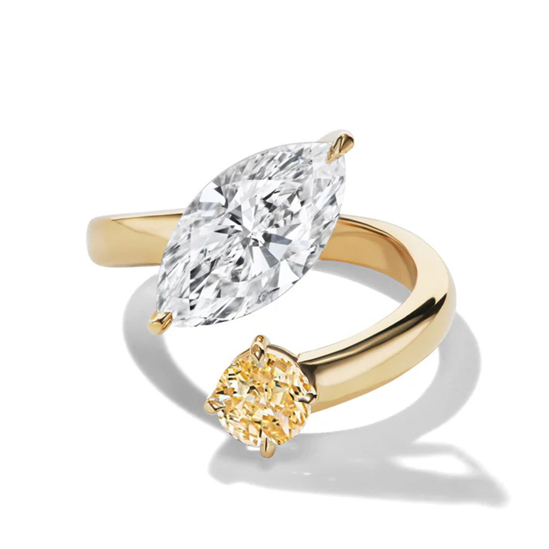 Sotiya Two Stone Marquise Cut Engagement Open Ring Sterling Silver-Sotiya