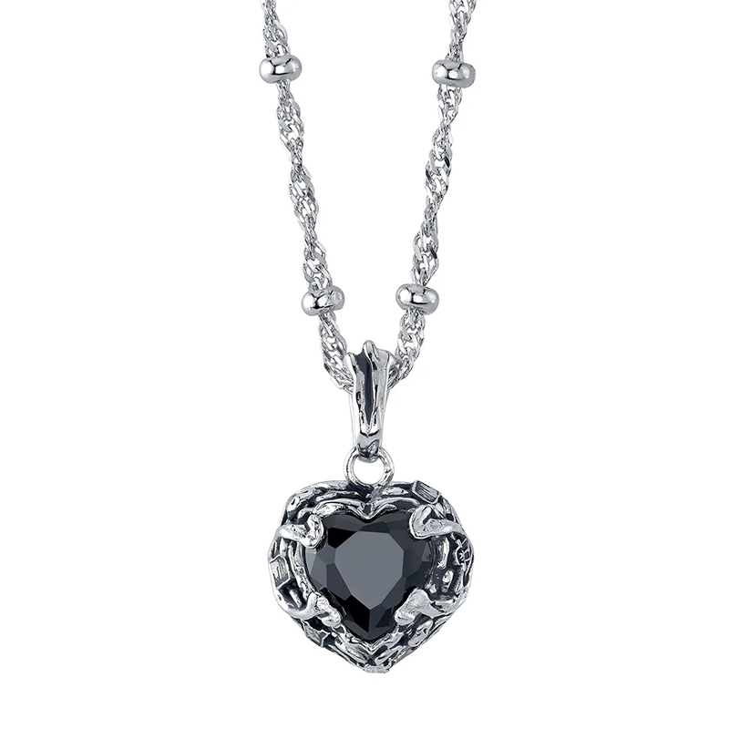 Sotiya Best Buds Skull Heart Cut Pendant Necklace Sterling Silver-Sotiya