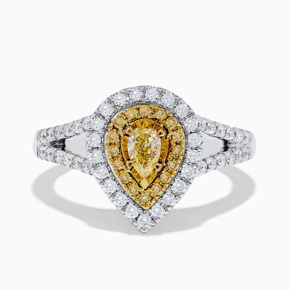 Sotiya Double Halo Two Tone Canary Pear Cut Engagement Ring Sterling Silver-Sotiya
