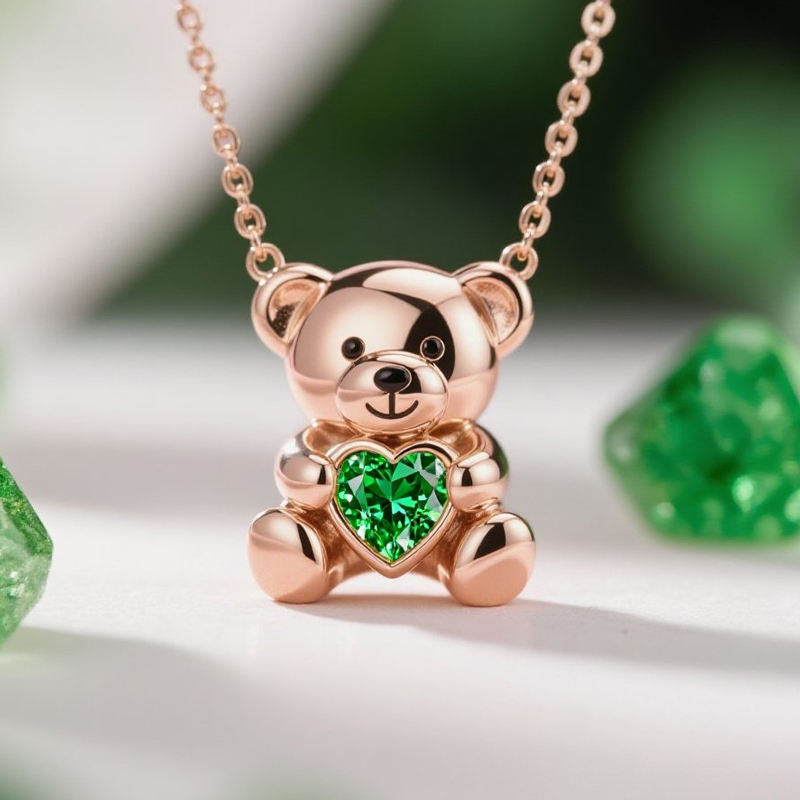 Sotiya Best Buds Embrace Love Teddy Bear Heart Cut Necklace Sterling Silver-Sotiya