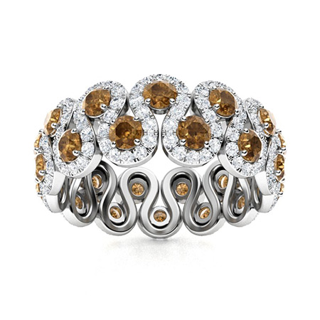 Sotiya S-shaped Round Cut Coffee Eternity Ring Sterling Silver-Sotiya