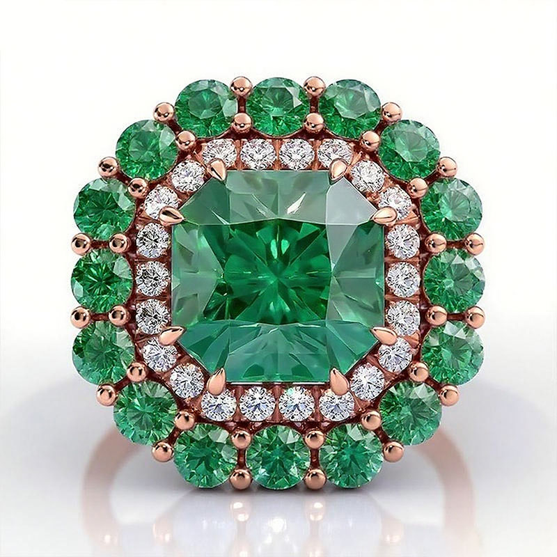 Sotiya Cathedral Double Halo Amethyst Purple Asscher Cut Engagement Ring Sterling Silver-Sotiya