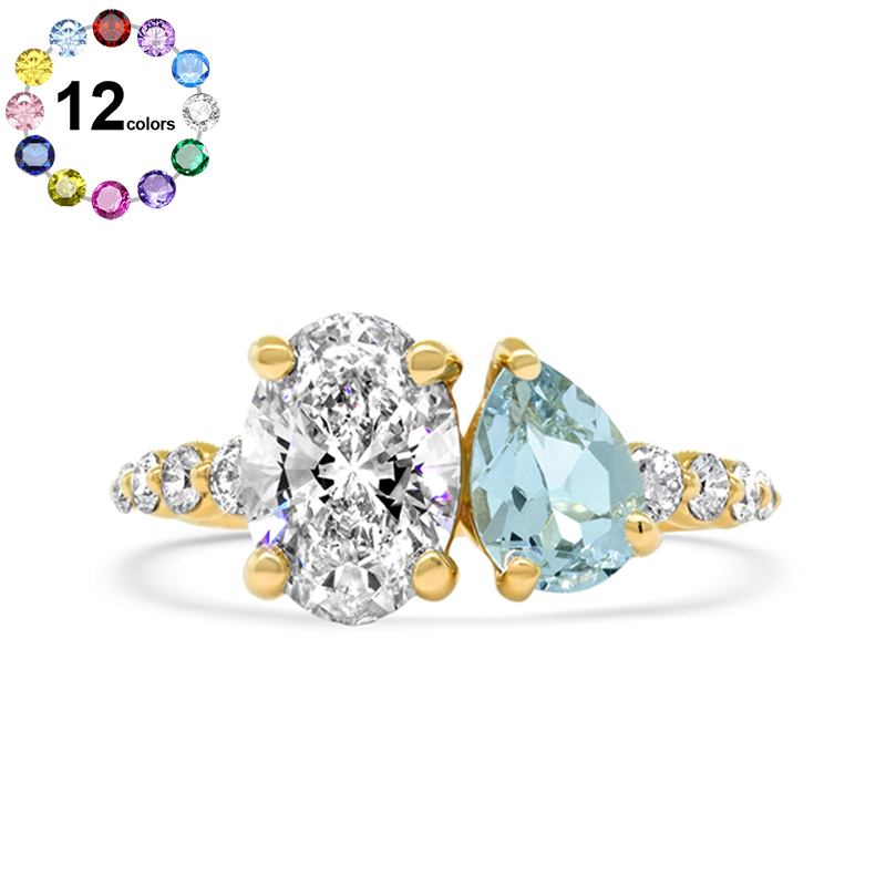 Sotiya Personalized Oval and Pear Cut Two Stone Engagement Ring-Sotiya