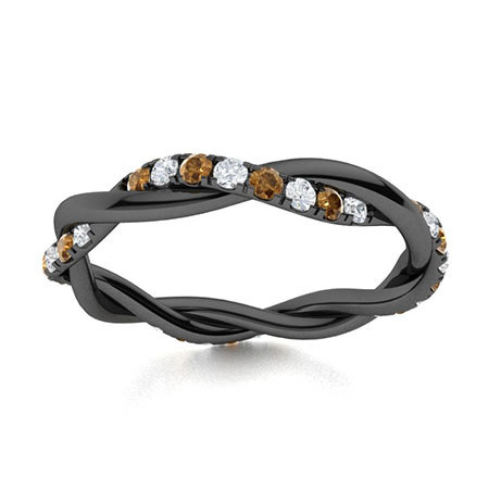 Sotiya Intertwined Vines Round Cut Coffee Eternity Ring Sterling Silver-Sotiya