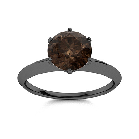 Sotiya Solitaire Coffee Round Cut Engagement Ring Sterling Silver-Sotiya
