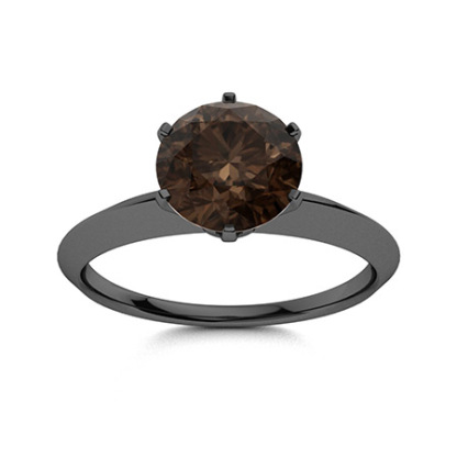 Sotiya Solitaire Coffee Round Cut Engagement Ring Sterling Silver-Sotiya
