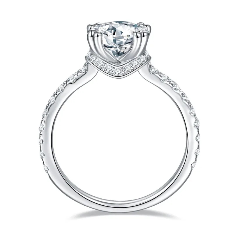 Sotiya Hidden Halo Round Cut Moissanite Engagement Ring Sterling Silver-Sotiya