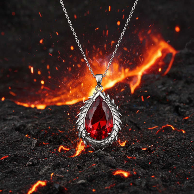 Sotiya Duskendale Dragon Queen Pear Cut Necklace Sterling Silver-Sotiya