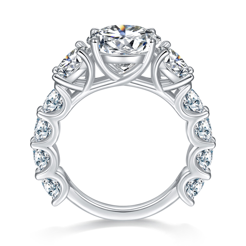 Sotiya Side Stones Round Cut Moissanite Engagement Ring Sterling Silver-Sotiya
