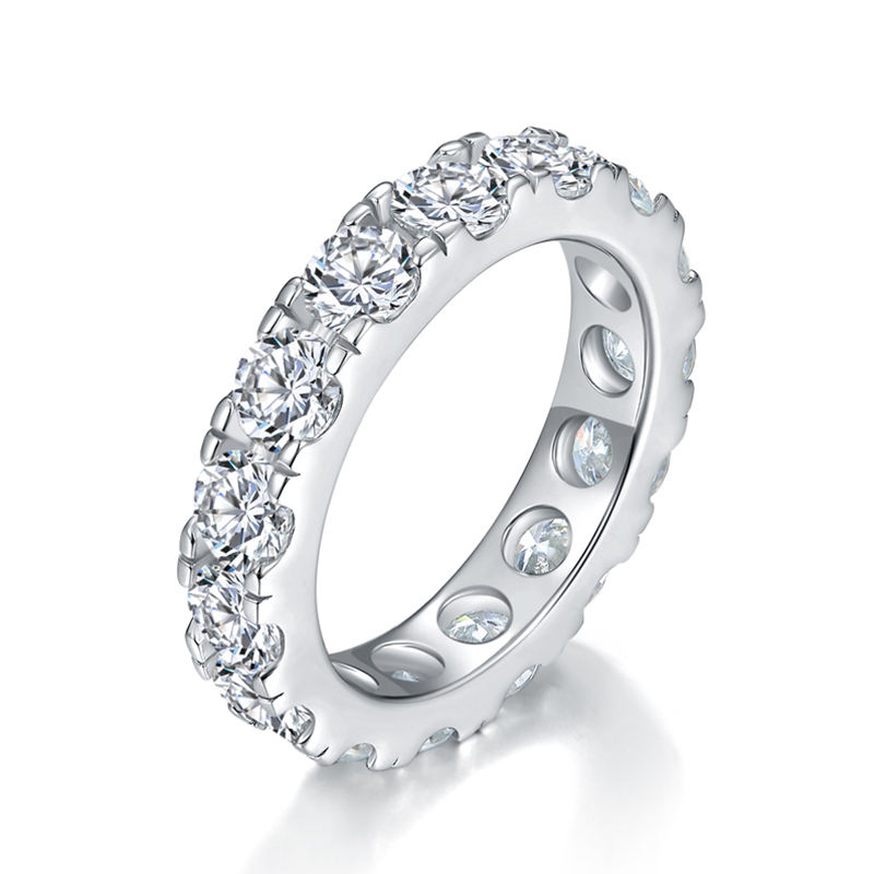 Sotiya Simple Round Cut Moissanite Eternity Ring Sterling Silver-Sotiya