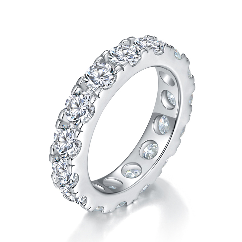 Sotiya Simple Round Cut Moissanite Eternity Ring Sterling Silver-Sotiya