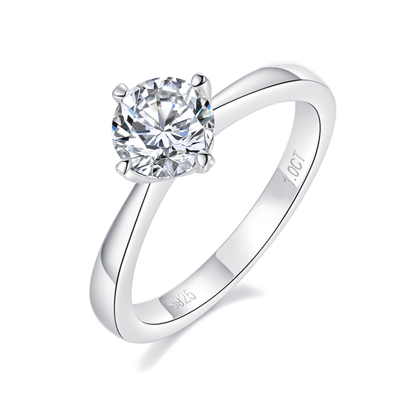 Sotiya Solitaire Round Cut Moissanite Engagement Ring Sterling Silver-Sotiya