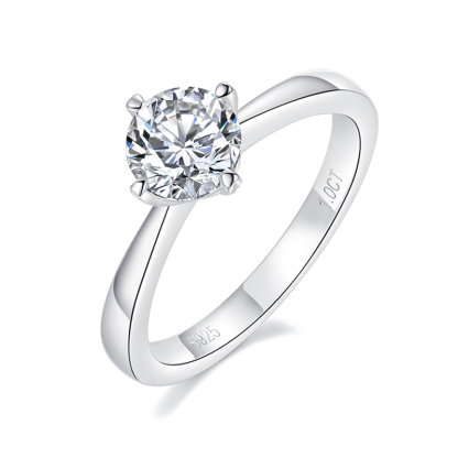 Sotiya Solitaire Round Cut Moissanite Engagement Ring Sterling Silver-Sotiya