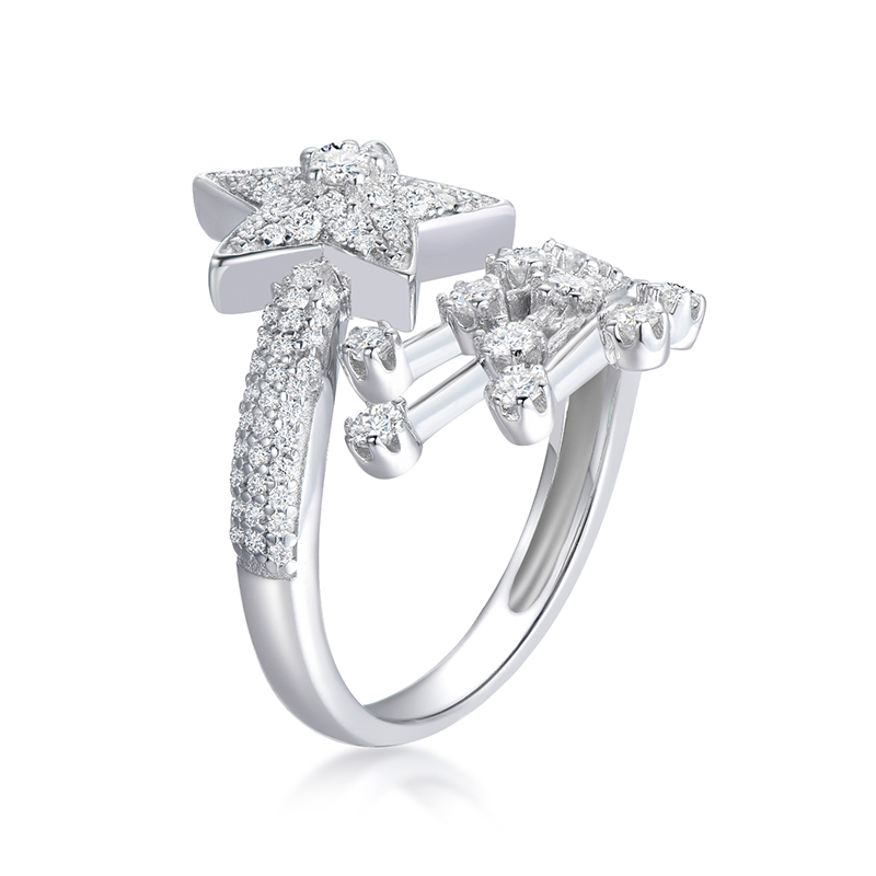 Sotiya Star Design Moissanite Cocktail Ring Sterling Silver-Sotiya