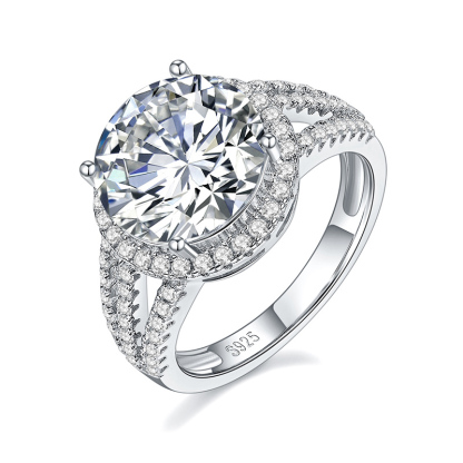 Sotiya Halo Round Cut Moissanite Engagement Ring Sterling Silver-Sotiya