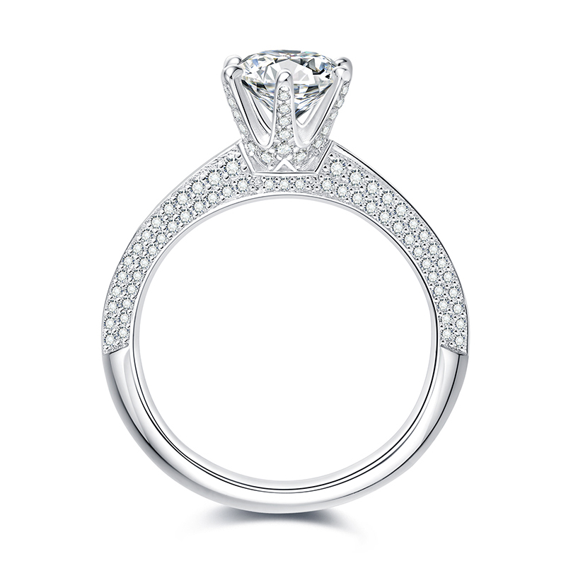 Sotiya Crown Design Round Cut Moissanite Engagement Ring Sterling Silver-Sotiya