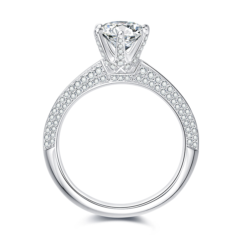 Sotiya Crown Design Round Cut Moissanite Engagement Ring Sterling Silver-Sotiya