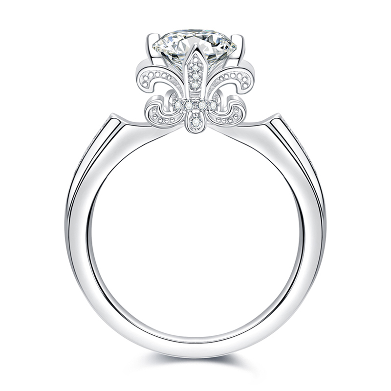 Sotiya Iris Round Cut Moissanite Engagement Ring Sterling Silver-Sotiya
