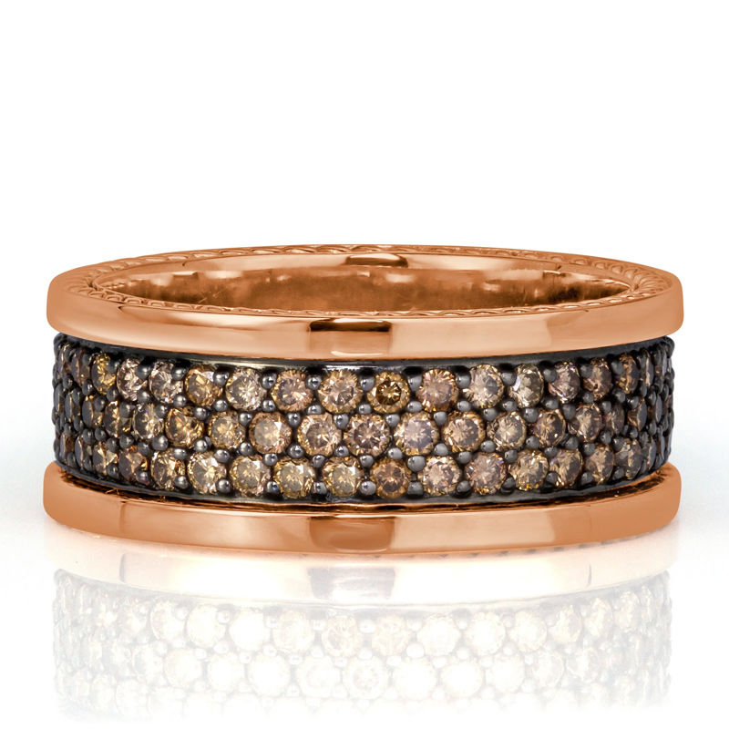 Sotiya Fancy Round Cut Coffee Men's Wedding Ring Eternity Band Sterling Silver-Sotiya