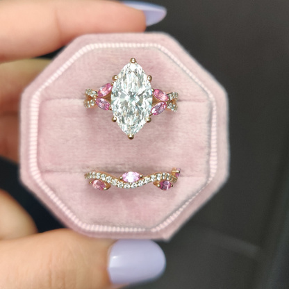 Sotiya Twisted Vine Marquise Cut Luxury Wedding Bridal Ring Set Sterling Silver-Sotiya