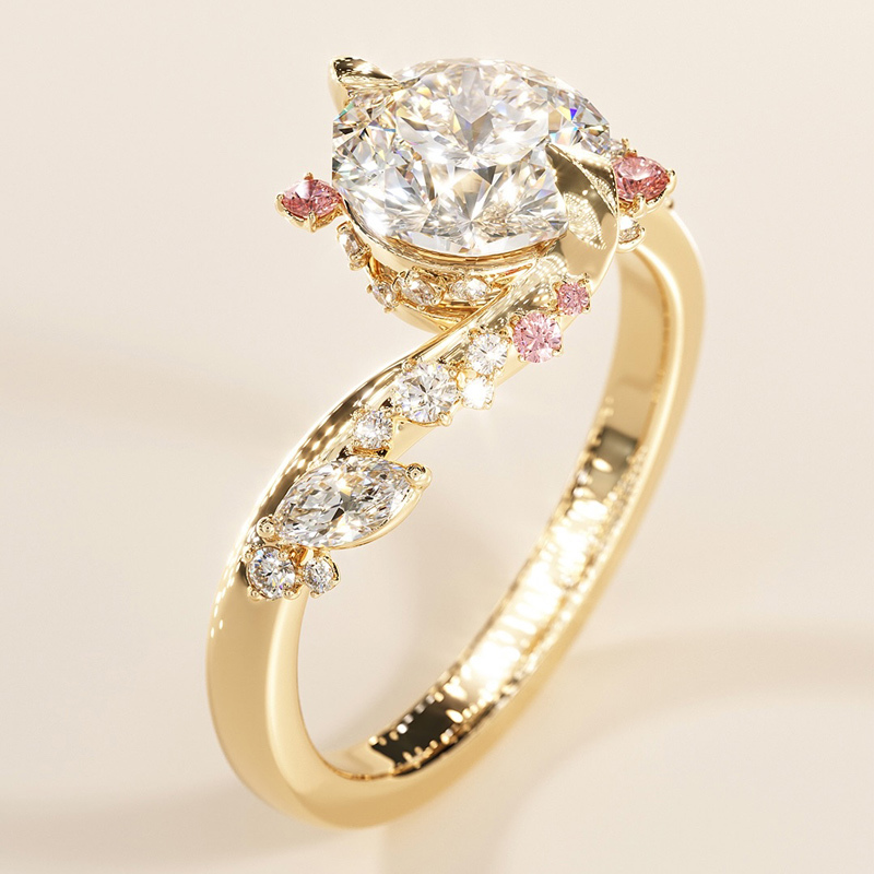 Sotiya Bypass Sidestones Round Cut Engagement Ring Sterling Silver-Sotiya