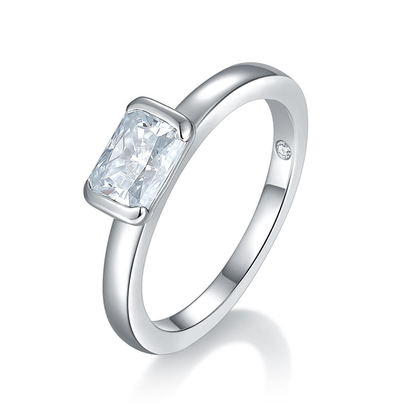 Sotiya Tension Set Radiant Cut Moissanite Engagement Ring Sterling Silver-Sotiya
