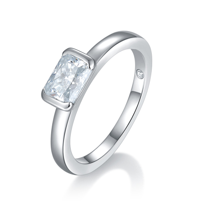 Sotiya Tension Set Radiant Cut Moissanite Engagement Ring Sterling Silver-Sotiya