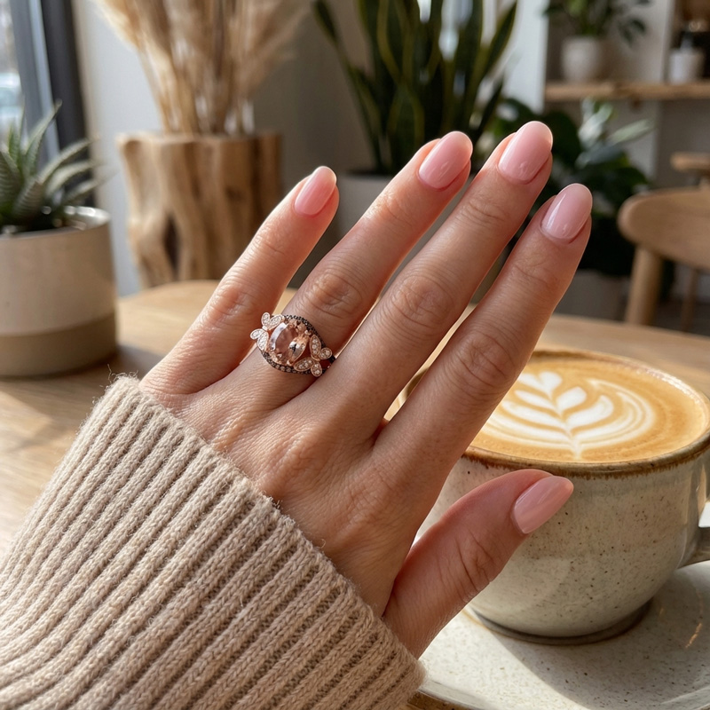 Sotiya Butterfly Synthetic Morganite Oval Cut Coffee Engagement Ring Sterling Silver-Sotiya
