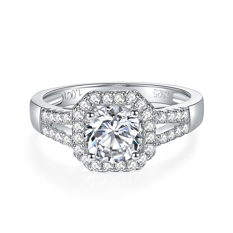 Sotiya Squircle Shaped Halo Round Cut Engagement Ring Sterling Silver-Sotiya