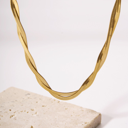 Sotiya Double Cross Omega Necklace Titanium Steel with Gold Plating-Sotiya