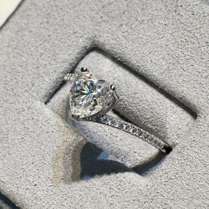 Sotiya Bypass 1ct Moissanite Heart Cut Engagement Ring Sterling Silver-Sotiya