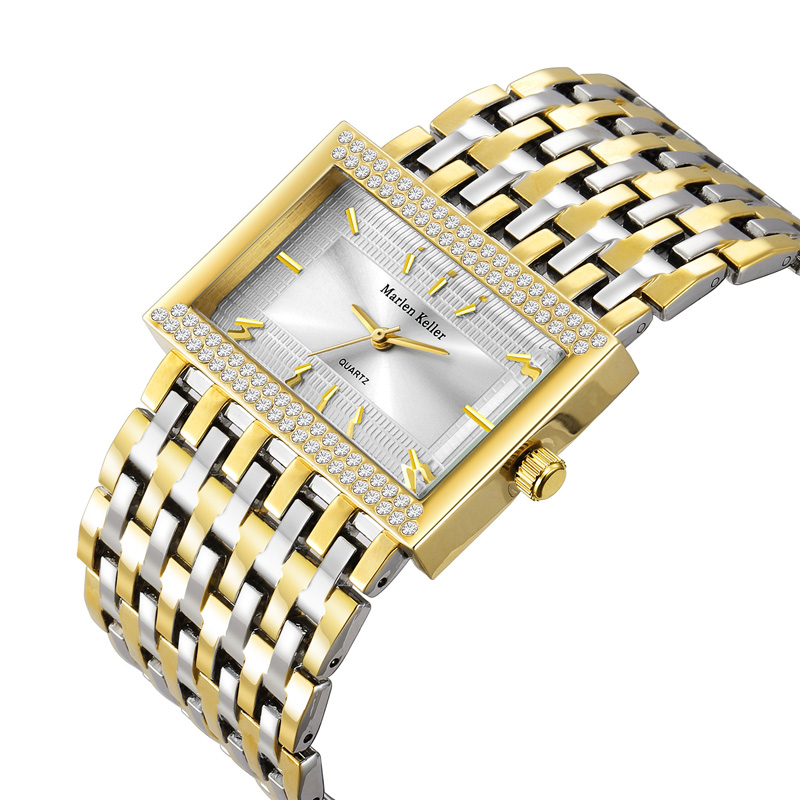 Sotiya Fashion Square Dial Quartz Movement Gold Watch-Sotiya
