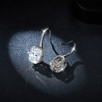 Sotiya Hidden Halo Radiant Cut Moissanite Drop Earrings Sterling Silver-Sotiya