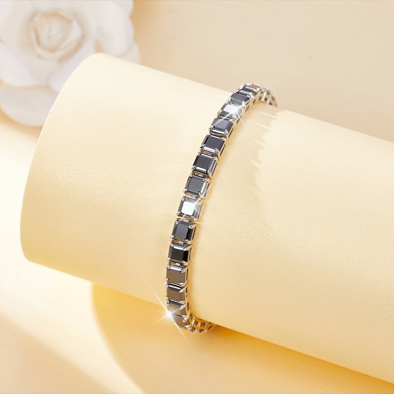 Sotiya Black Princess Cut Moissanite Tennis Bracelet Sterling Silver-Sotiya