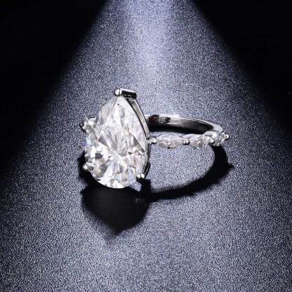 Sotiya Side Stones Pear Cut Moissanite Engagement Ring Sterling Silver-Sotiya