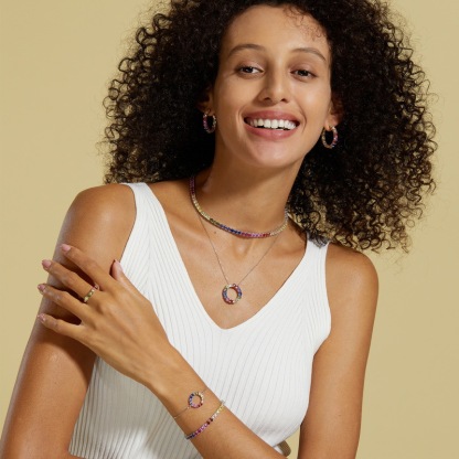 Sotiya Multi Color Rainbow Hoop Earrings Sterling Silver-Sotiya