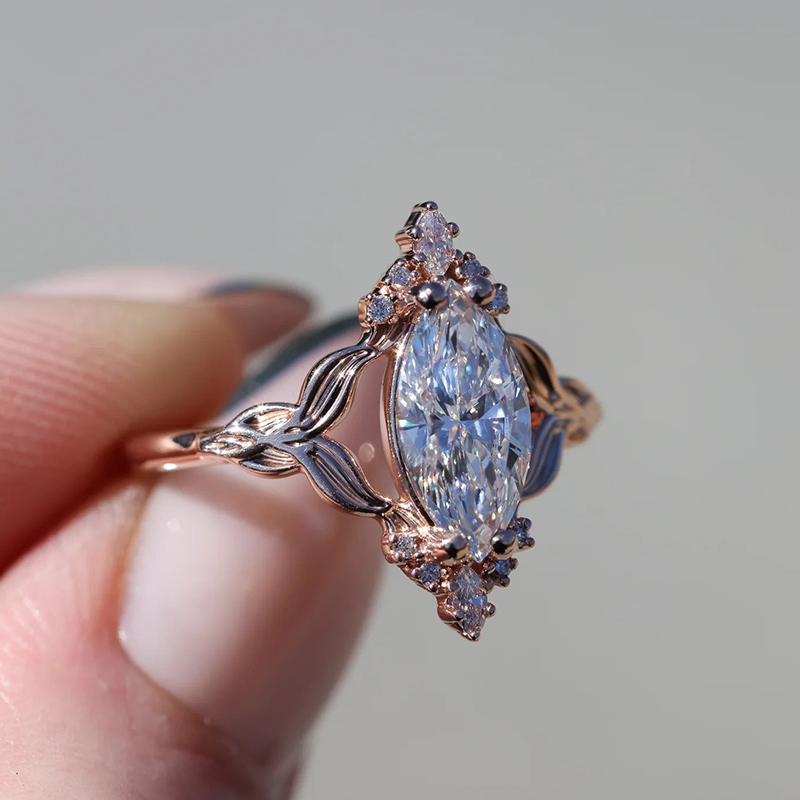 Sotiya Marquise Cut Mermaid Tail Engagement Ring Sterling Silver-Sotiya