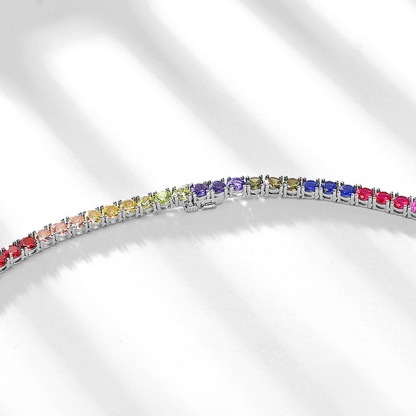 Sotiya Multi Color Rainbow Tennis Necklace Sterling Silver-Sotiya