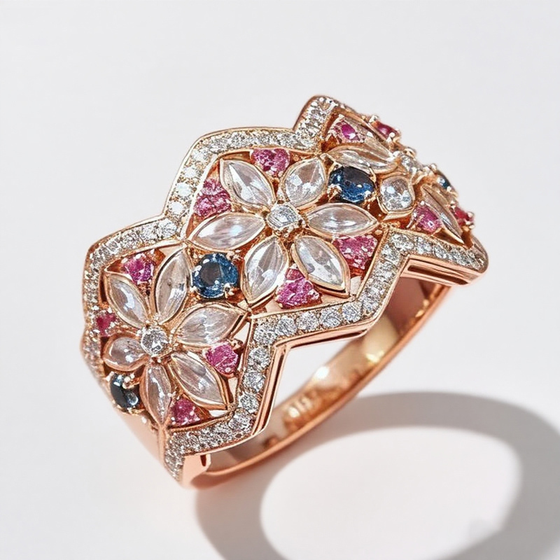 Sotiya Marquise Cut Flower Ring Band Sterling Silver-Sotiya