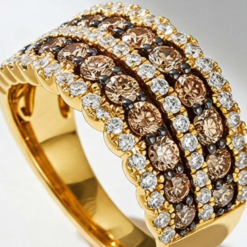 Sotiya Multirow Coffee Women's Wedding Ring Sterling Silver